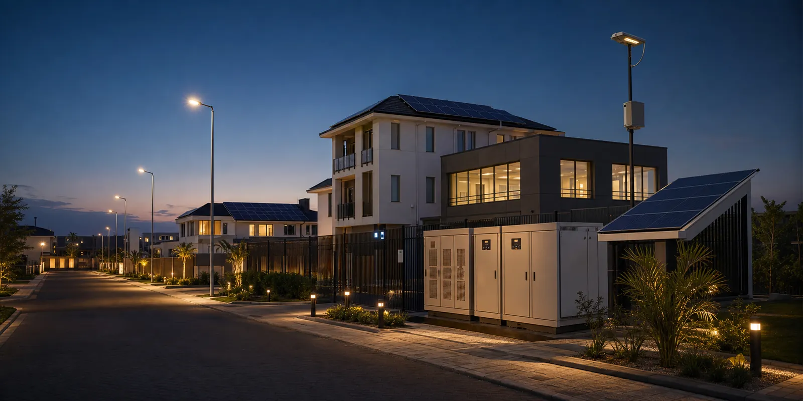Modern estate with embedded power infrastructure and solar integration